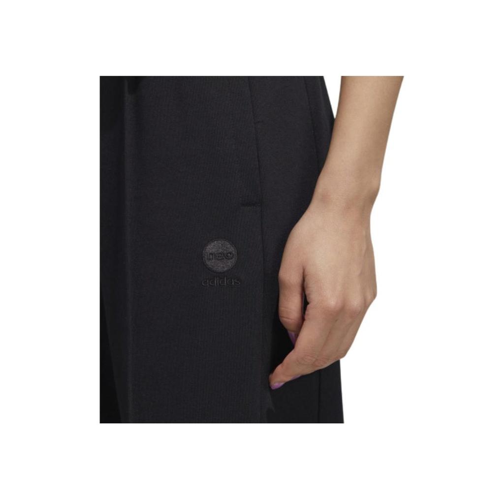 Adidas Neo Solid Color Casual Knitted Sports Pants Women Bottoms Black HH7671