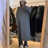 Lazy Wind Crew Neck Pullover Sweater Skirt Women's Loose Over Knee Long Side Split Knitted Sweater Dress Top