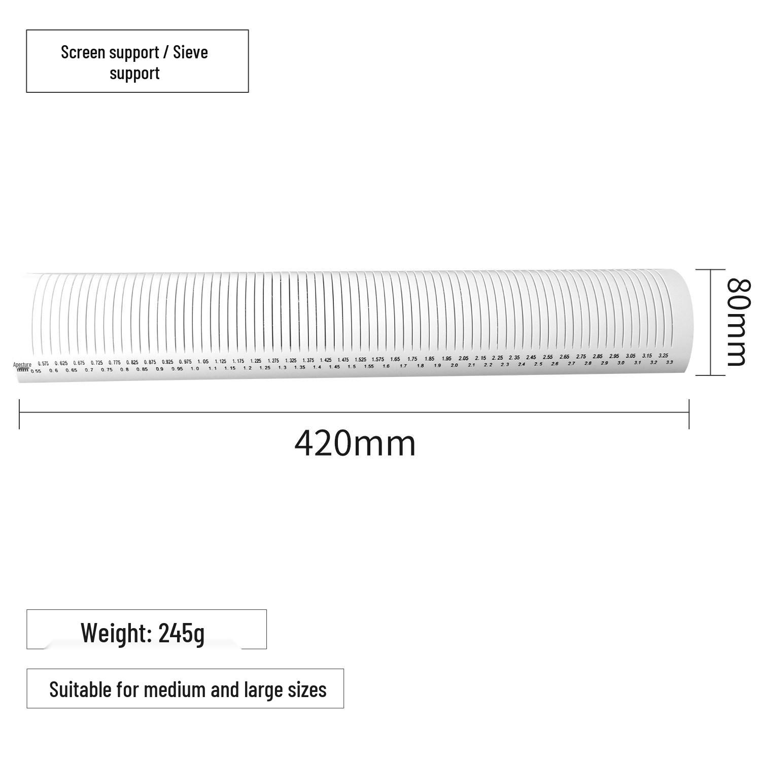 

Stainless Steel Gemstone Sieve with Coarse & Fine Mesh, Sample Division, Round Hole Size Measuring Holder.