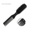 Double-Sided Comb Brush Black Small Beard Styling Brush Professional Shave Beard Brush Barber Vintage Oil Head Shape Carving Cleaning Brush