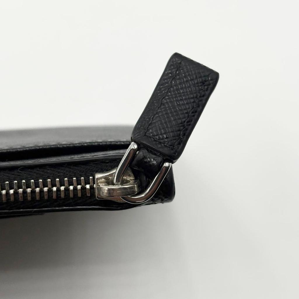 Used PRADA Saffiano Fragment Case Triangle Logo Black