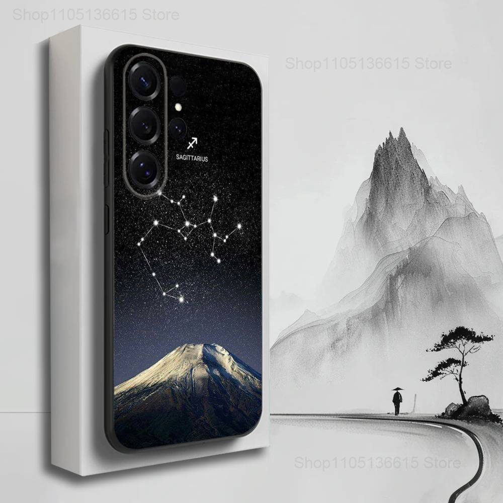 Constellation Art Twelve Phone Case For Samsung S22,S21,S20,S10,S9,S25,S24,S23,Ultra,FE,Plus,Lite,Soft Silicone Black