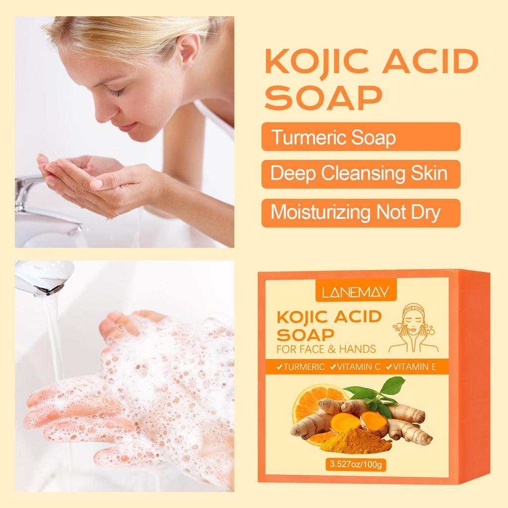 Kojic Acid Soap With Vitamin C & E - For Face and Hands Skin, Deeply Nourishes & Moisturizes Skin, Brightening Skin,Maintains Softness,100g