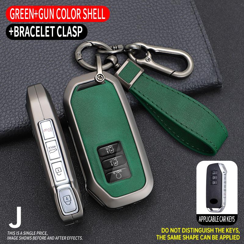 Zinc Alloy + Leather Car Key Case For Kia Sportage 2023 2024 Ray Sorento Soul Telluride Cerato 2020 K5 K8 2022 Remote Key Holder