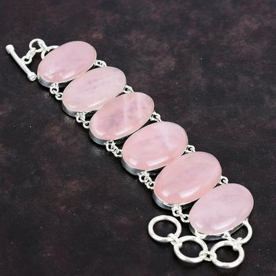 Rose Quartz Bracelet Real Gemstone Handmade Jewelry 925 Sterling Silver Bracelet Adjustable Chain Bracelet Rose Quartz Jewelry Gifts for Him
