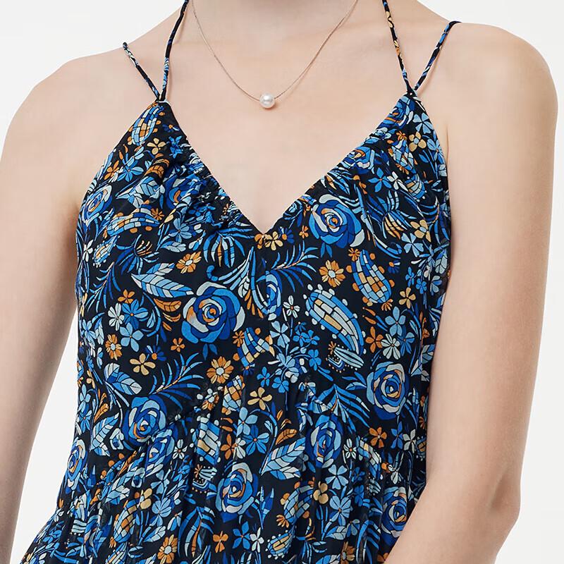 GOELIA Summer Silk Halterneck Maxi Dress with Removable Pads