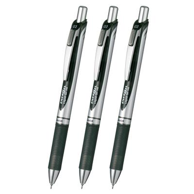 Pentel EnerGel Gel Ballpoint BLN73A3AMZ of Pen, Retractable, 0.3mm, Black, (Set 3)