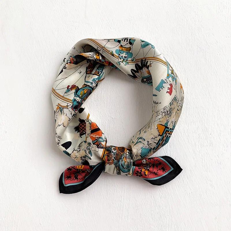 Sjaal Zijde Bandana Dames Vierkante Sjaals Wikkel Zakdoek Lente Mode Luxe Hoge Kwaliteit Hoofdband Hijab Sjaals Real Silk 53x53cm