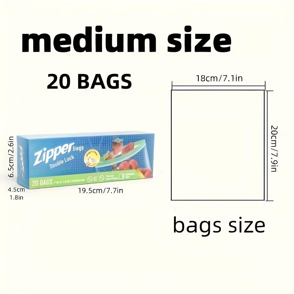Food Grade Sealable Fresh Keeping Bags Sturdy PE Storage Bags for Refrigerator 15/20/30 Pack Various Sizes Available