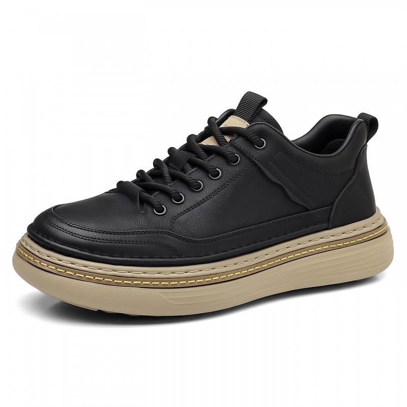 

Leather Skate Shoes Trendy Step-on Low-cut Sneaker Students casual Retro Men s Black 44 чёрный