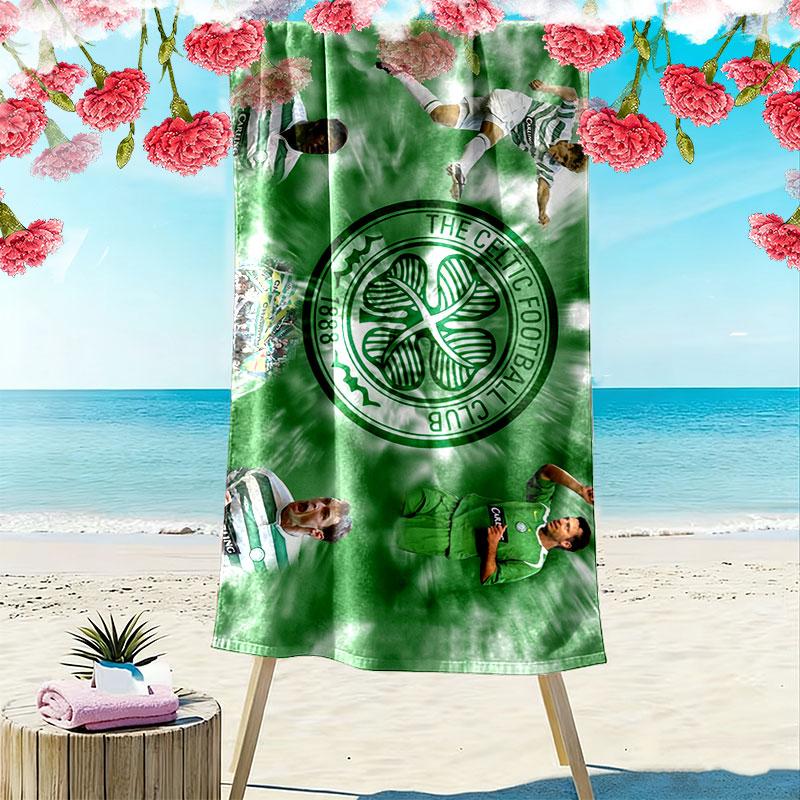 Celtic Football Team Logo Print Beach Towel, Large Soft Quick Dry Towel for Beach Camping Swimming