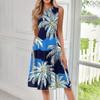 Women's Casual Fashion Floral Print Round Neck Sleeveless Midi Dress