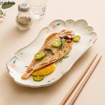 Yaratıcı Şakayık Desenli Seramik Balık Tabağı Restoran Tatlı Tabağı Suşi Saşimi Tabakları Moleküler Mutfak Spesiyalitesi Sofra Takımı