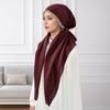 Soft Texture Islamic Turban Rhinestone Elastic Headband Cap Trendy Women Hijab Hat Lady
