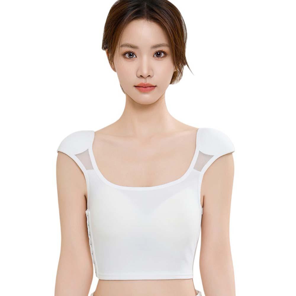 

Плоский бандаж для груди Бюстье Прямоугольное плечо Нижнее белье Бандаж для груди Формирующее белье Моделирование тела XXL белый