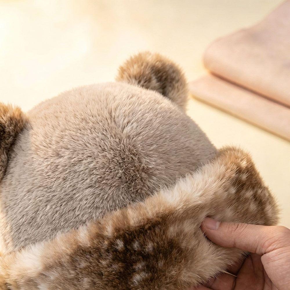 Warm Winter Hat Thicken Fleece Fluffy Panama Hat Fashion Hooded Beanie  for Women