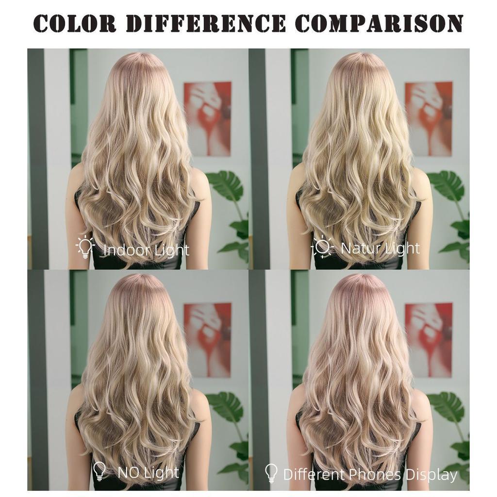 Fashionable Wig  Dyeable Parting Long Curly Wig  Big Waves  65cm Long Curly Hair Gradient Golden Hair Cap