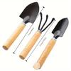 3PCS Mini Gardening Tool Set - Wooden Handle Garden Tools with Trowel, Transplanter & Cultivator Rake, Perfect for Planting, Transplanting & Small