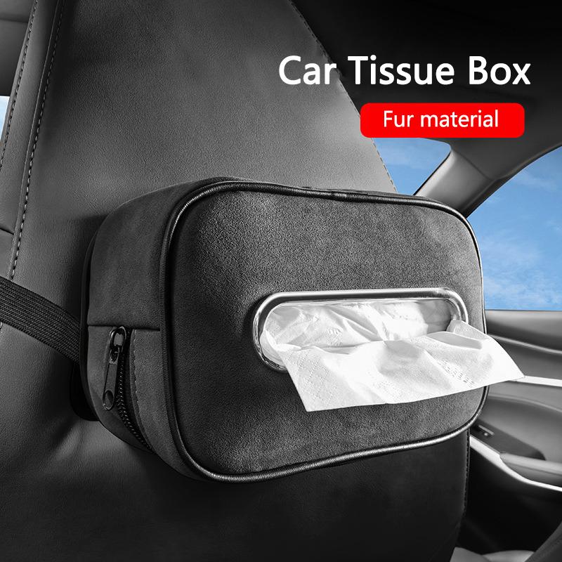 Car Tissue Box Suede Car Center Console Armrest Napkin Box Sun Visor Tissue Case For Porsche Macan Panamera Cayenne Cayman 911 GO3