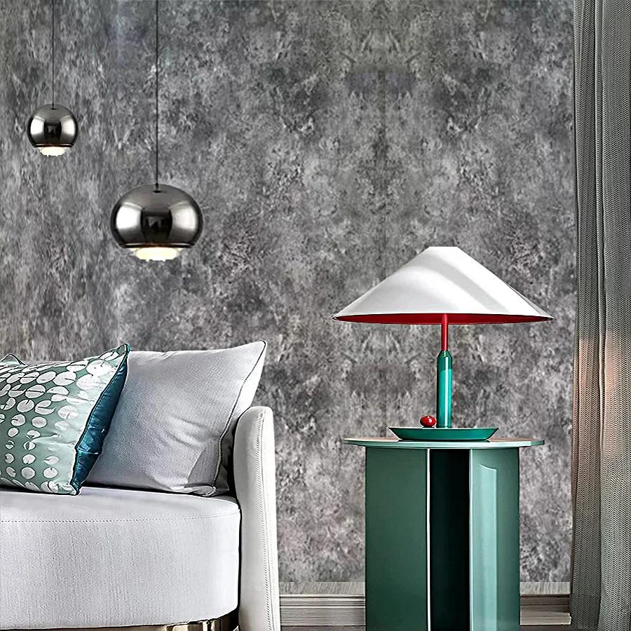 Retro Industrial Style Gray Wallpaper Bedroom Dining Room Background Wall Decoration Material PVC Self-adhesive Paper Wallpaper