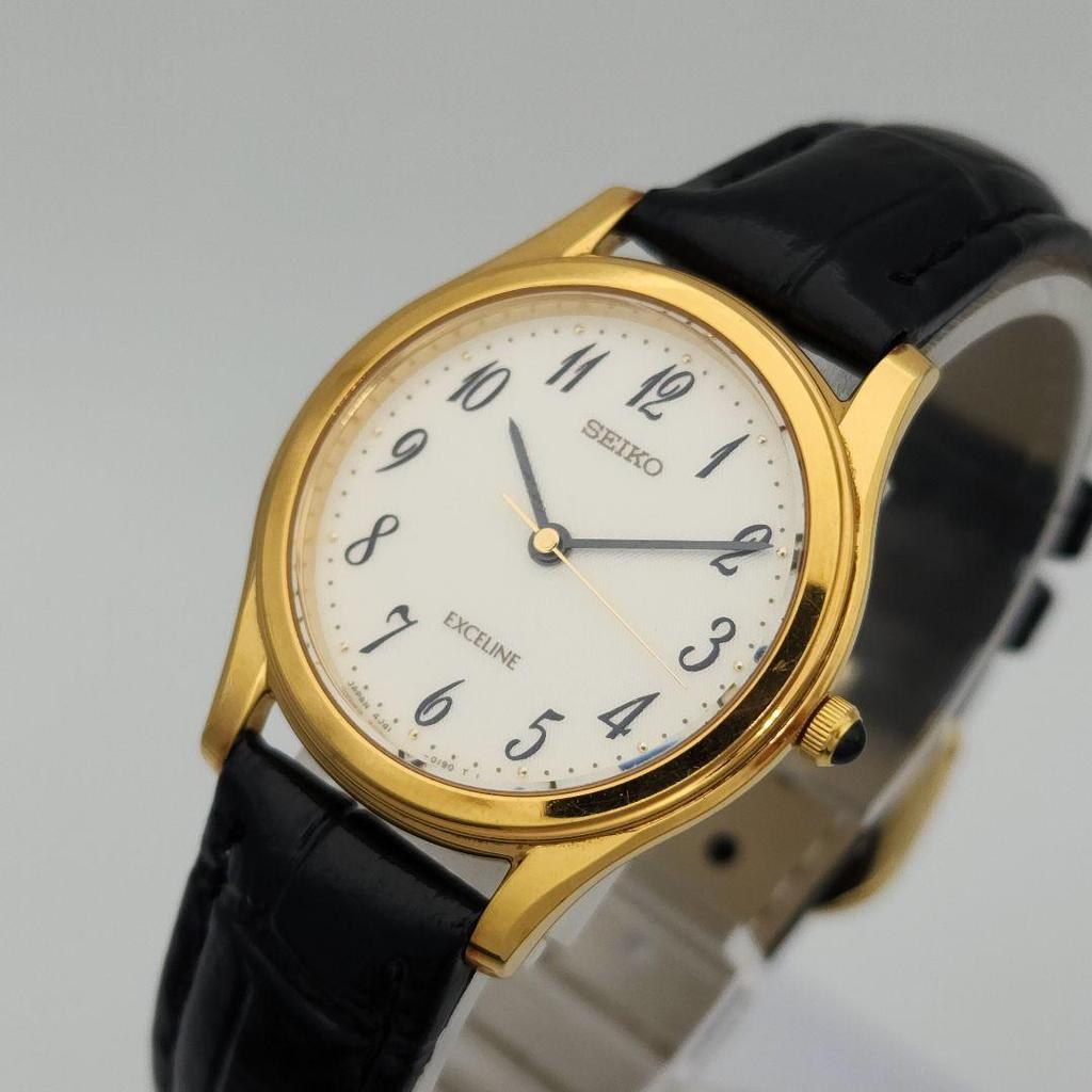 [USED] Working Seiko Exceline SGP30 with battery and crocodile leather strap