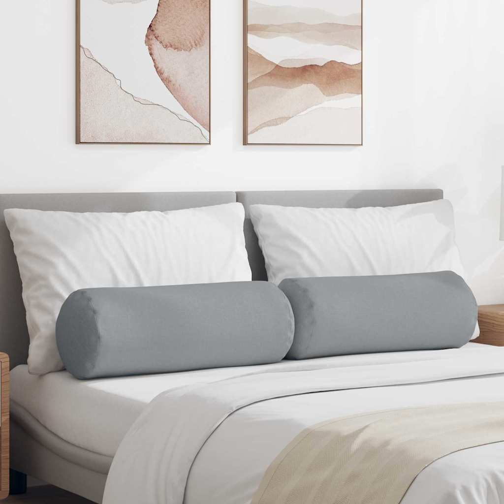 Bolster Cushions 2 Pcs Light Grey Ø 25 X 70 Cm Fabric
