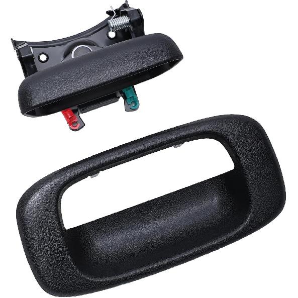 Premium Tailgate Handle Latch And Bezel Trim With Rod Clips, Fits For 1999-2007 Chevy Silverado GMC Sierra 1500 2500 3500, Replaces# 15997911,