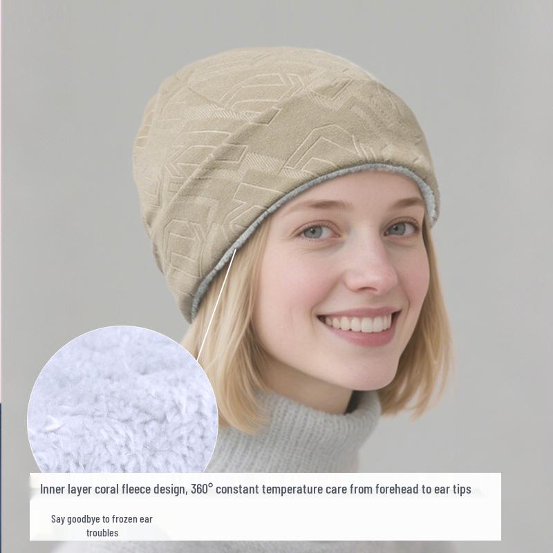 Windproof Velvet-Lined Winter Knitted Beanie with Ear Protection
