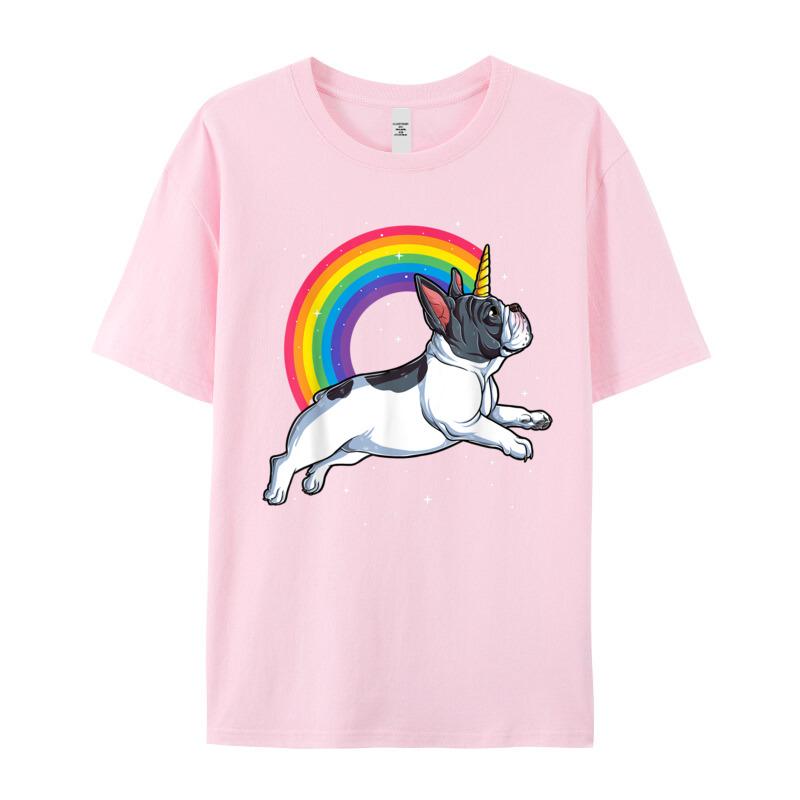 Retro Adult Tshirt French Bulldog Unicorn Shirt Girls Funny Tops Tees Christmas 100 Cotton Oneck Tshirts Short Sleeve
