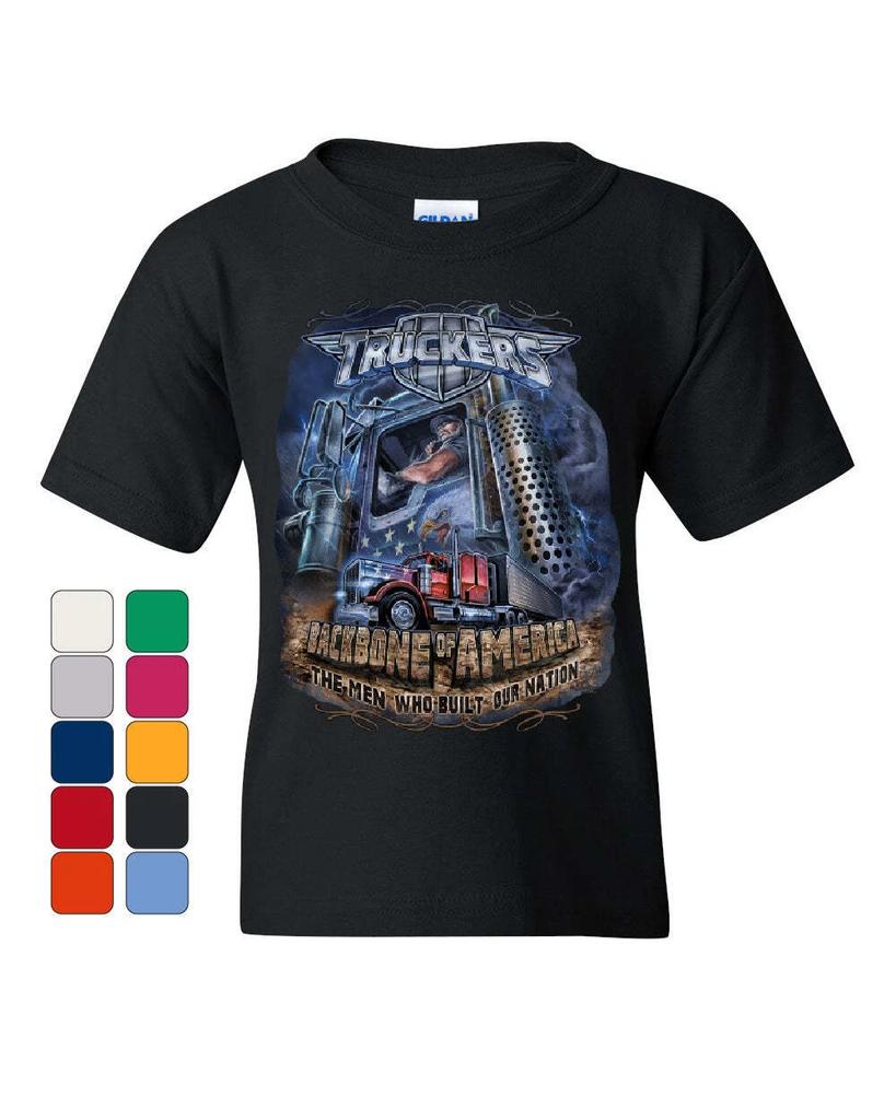Truckers Backbone of America Youth Kids Boys T-Shirt Truck Driver Hauler Diesel Kids Tee
