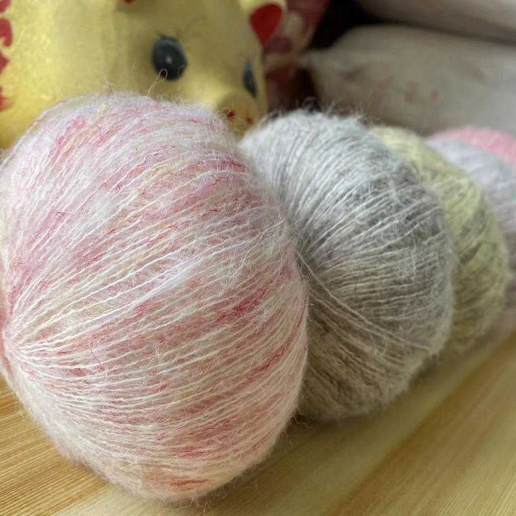 10pcs/25g Color-dot Mohair Yarn Rainbow Knitting Yarn Crochet Baby Sweater Socks Young Mohair Colored Bean Wool Yarn