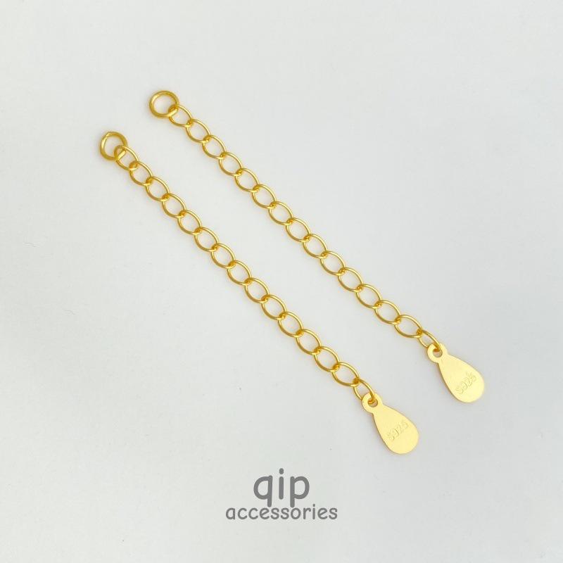 S925 Sterling Silver Gold-Plated Teardrop Extension Chain for Bracelet/Necklace.