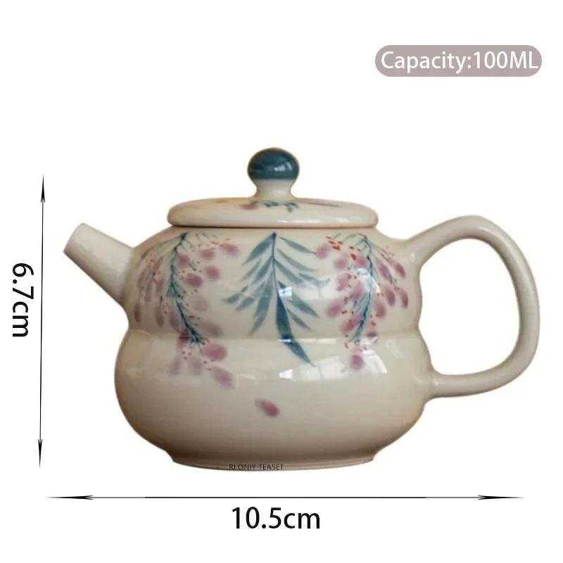 

100ml Chinese handmade ceramic teapot small capacity hand-painted flower household tea set accessories