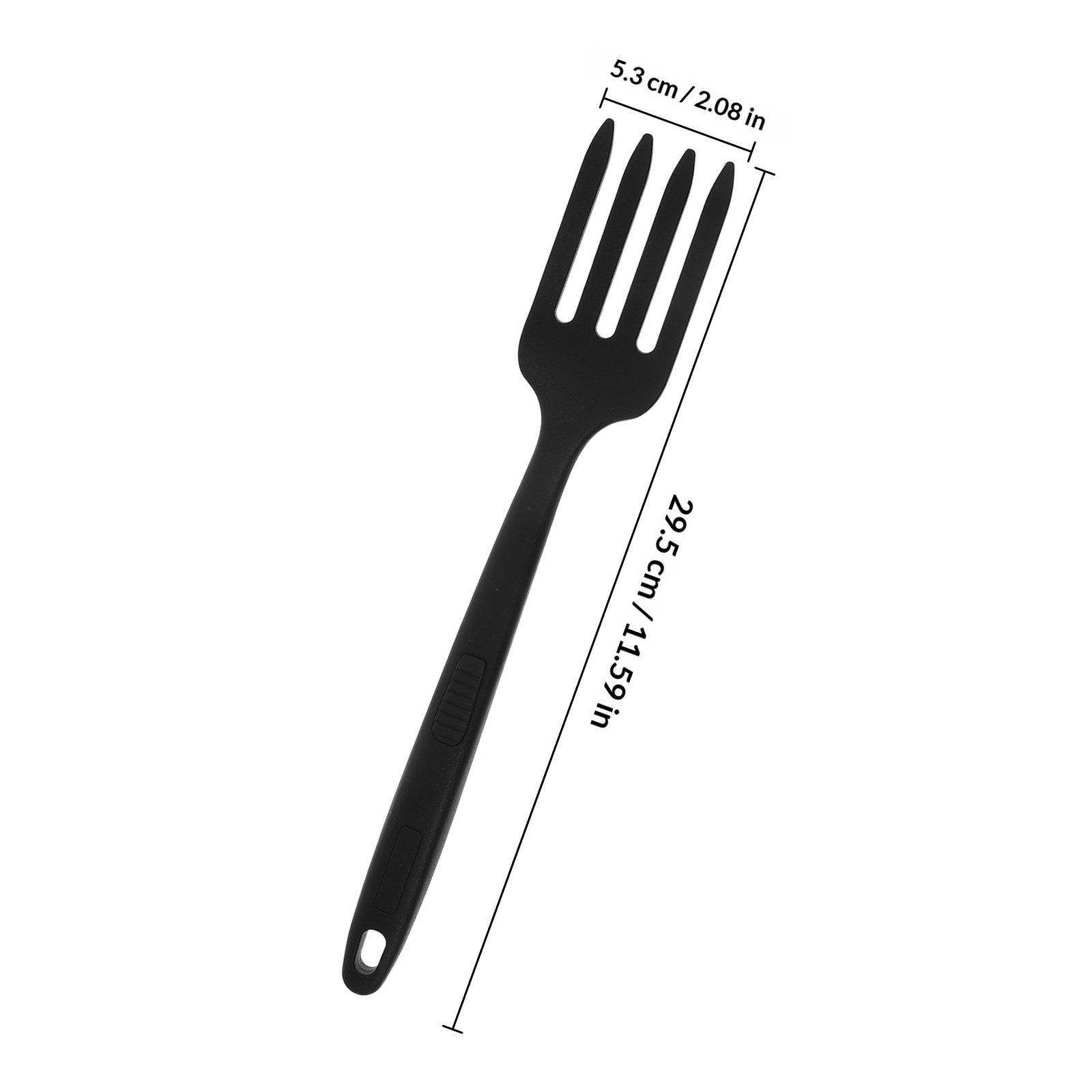 

Heat Resistant Silicone Cooking Fork Nonstick Long Handle Multifunctional Stirring Mixing Serving Utensil for Pasta Salad чёрный