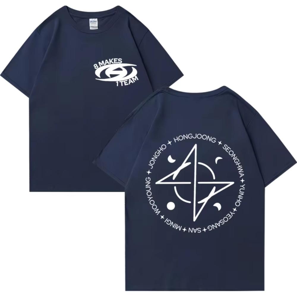Kpop ATEEZ 8 Makes 1 Team Graphics Tshirt 2025 Men Women Vintag Oversized Tops Unisex Summer Print Cotton Short Sleeve T Shirts
