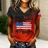 Camiseta casual de manga corta con cuello en V para mujer con estampado de letras Gráfico 250 Años de Libertad Camiseta ligera cómoda para el uso diario