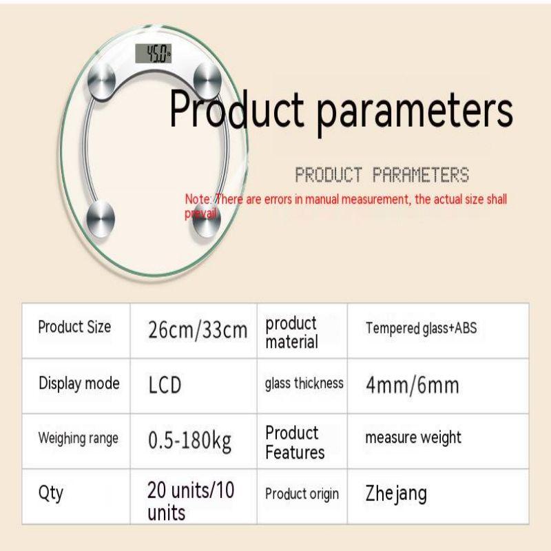 Andy Elektronische Waage Haushaltskörperwaage Intelligente kleine transparente kreisförmige elektronische Waage
