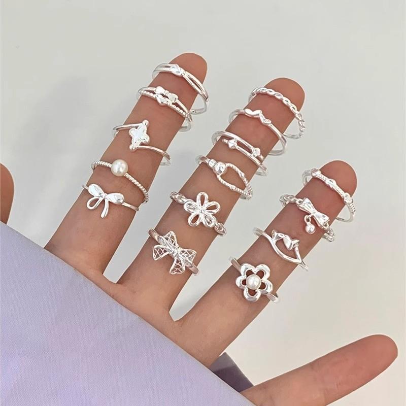 Adjustable Unique Butterfly Knot Floral Ring Collection Stylish Copper Geometric Design For Wear Daily