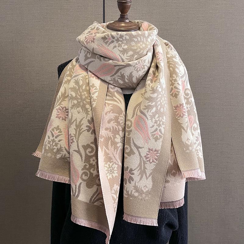 2023 Women's Winter Imitation Cashmere Scarf - Korean Style Cashew Pattern Warm Shawl and Neck Warmer