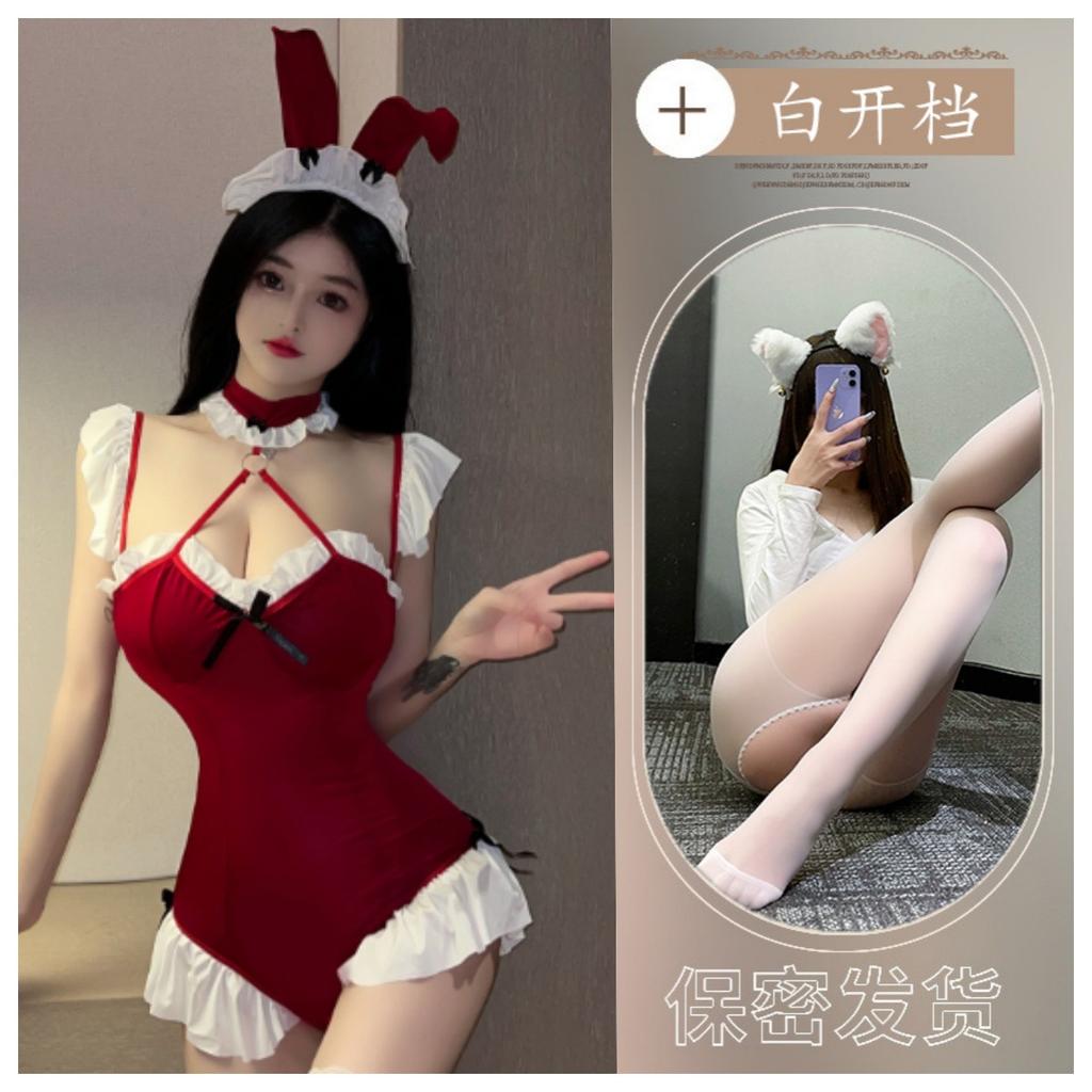 Sexy Lingerie Pure Desire Christmas Uniform Seduction Sexy Red Open Girl Suit Dress Passion Seduction