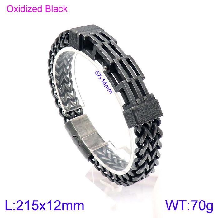 Men's Fashion Double-Layer Square Chain Titanium Steel Bracelet with Magnetic Clasp