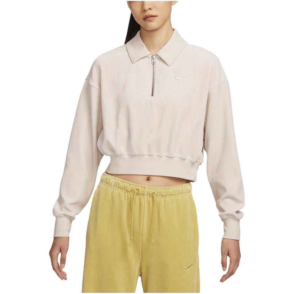 Nike Sweatshirts Women's Ecru Lapel Moderate Other DQ5939-104