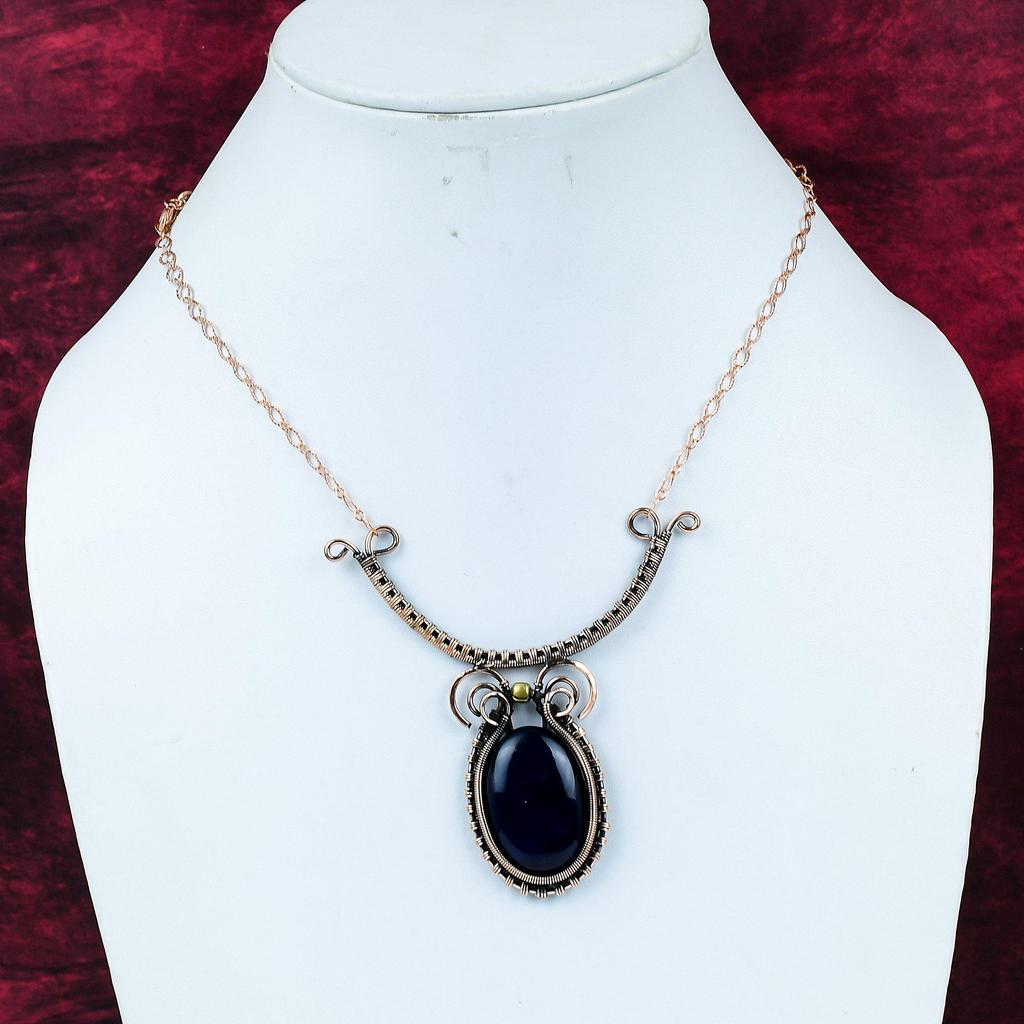 Blue Fire Labradorite Necklace Copper Wire Wrapped Gemstone Necklace Adjustable Chain Necklace Copper Jewelry Handmade Necklace Gift For Her