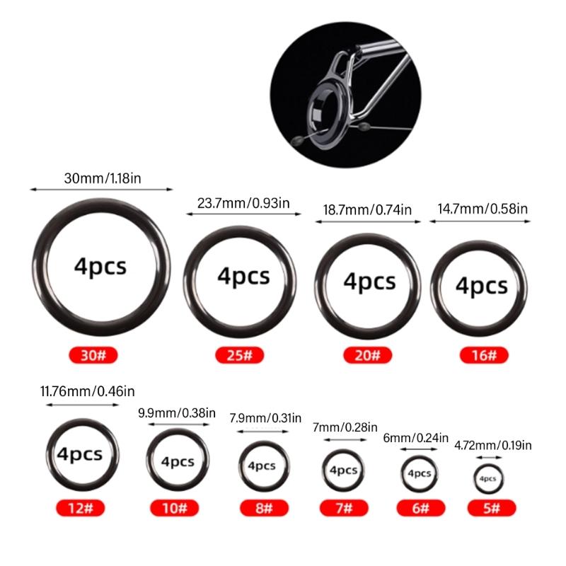 40Pcs Fishing Rod Eye Replacements Fishing Rod Ceramic Guide Rings Set 10 Size