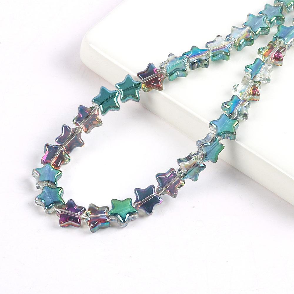 8/10Mm Color Plated Pentagram Beaded Glass Star Loose Beads Diy Handmade Beaded Necklace Material Jewelry Accessories