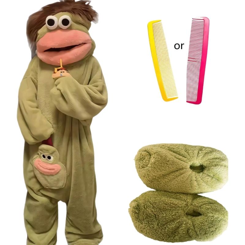 Bequemes Kostüm-Outfit mit großem Mund für Loungewear Enthält Schuhe und Styling-Accessoire für Verkleidungsspiele und Veranstaltungen
