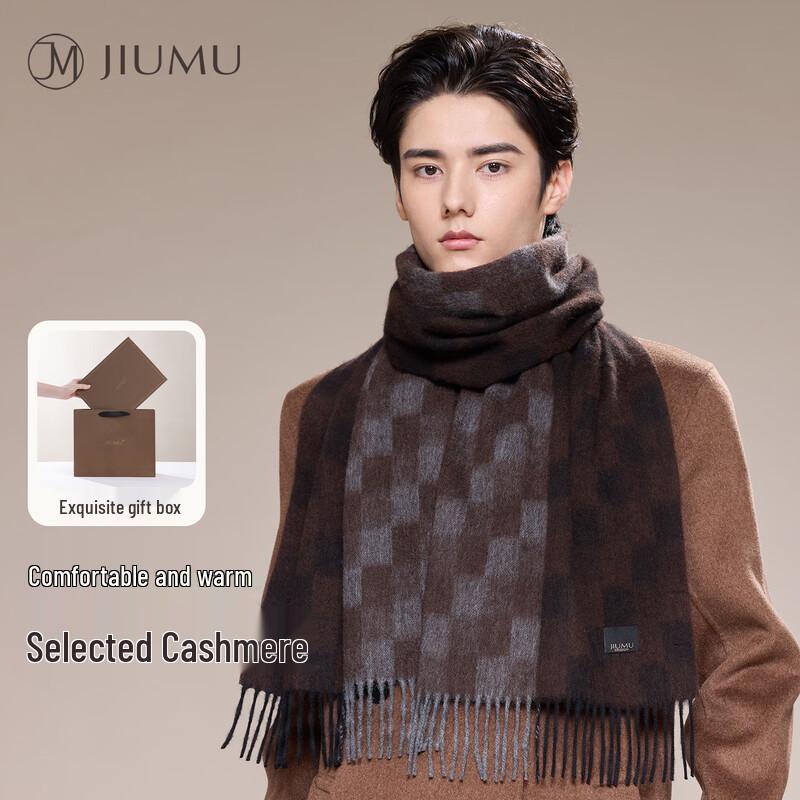 

JIUMU Men s Cashmere Wool Blend Plaid Scarf