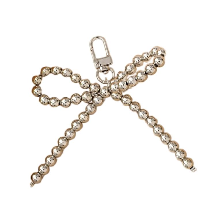Fashion Pearls Beaded Bowknot Keychain Pendant Decoration Bag Backpack Charm