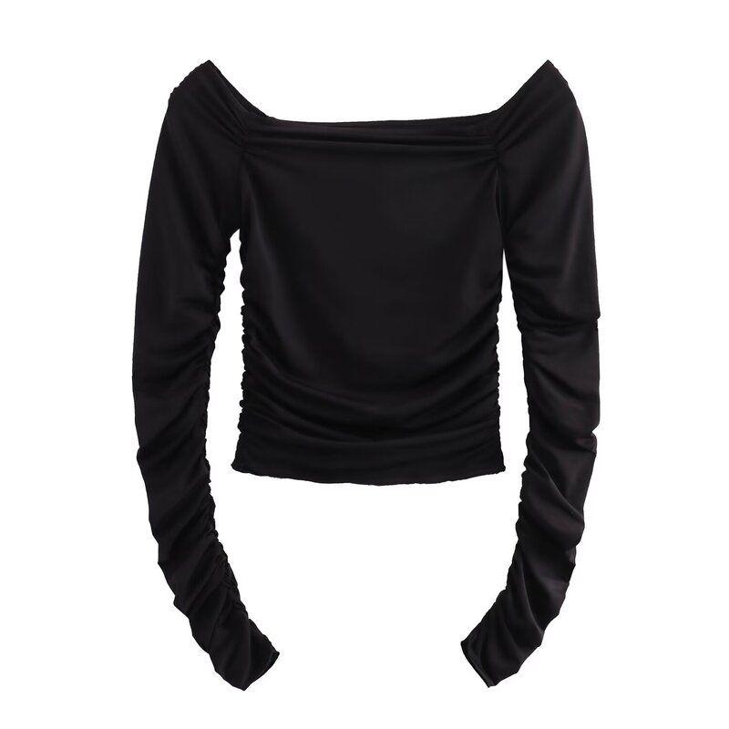 Fashion Style 2024 Summer New Women's Clothing Silm Easiest for Match Translucent Short T-shirt 0347301 800