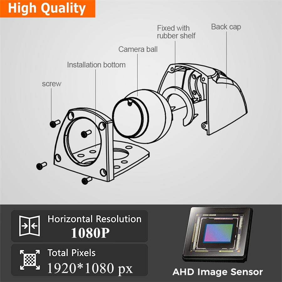 AHD 1080P Side Mounted Side View Backup Reverse Camera For Truck RV Bus Camper